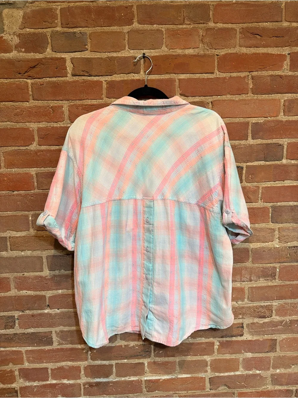 Pastel Pink & Mint Striped Button-Up Shirt